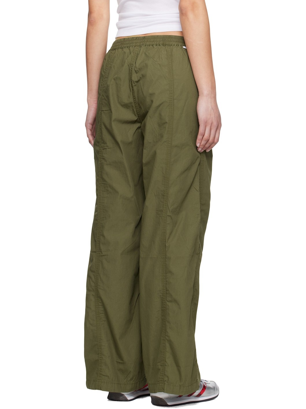 Khaki Baggy Parachute Trousers - 3