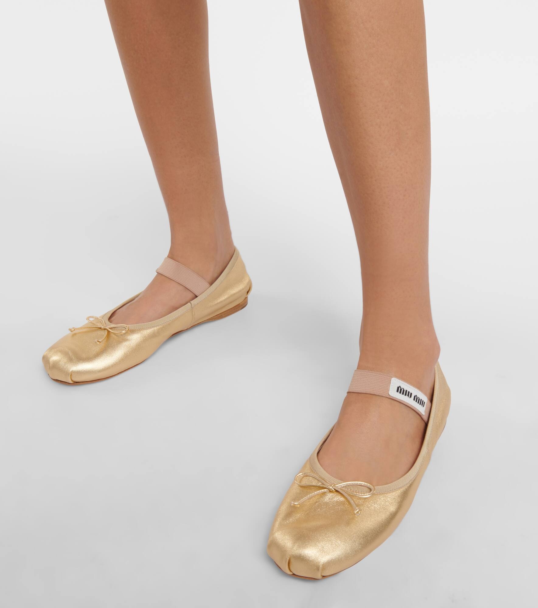 Metallic leather ballet flats - 4