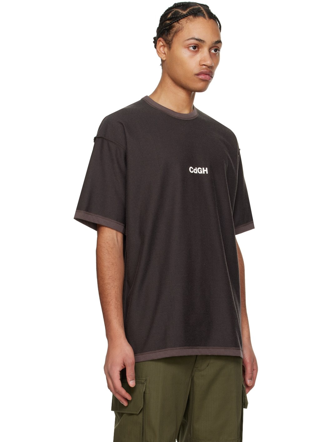 Brown Inverted Seam T-Shirt - 2