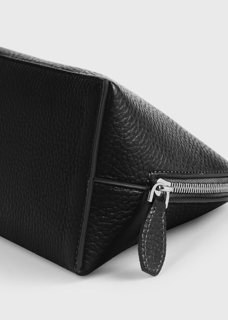 Small grained-leather day pouch black 5