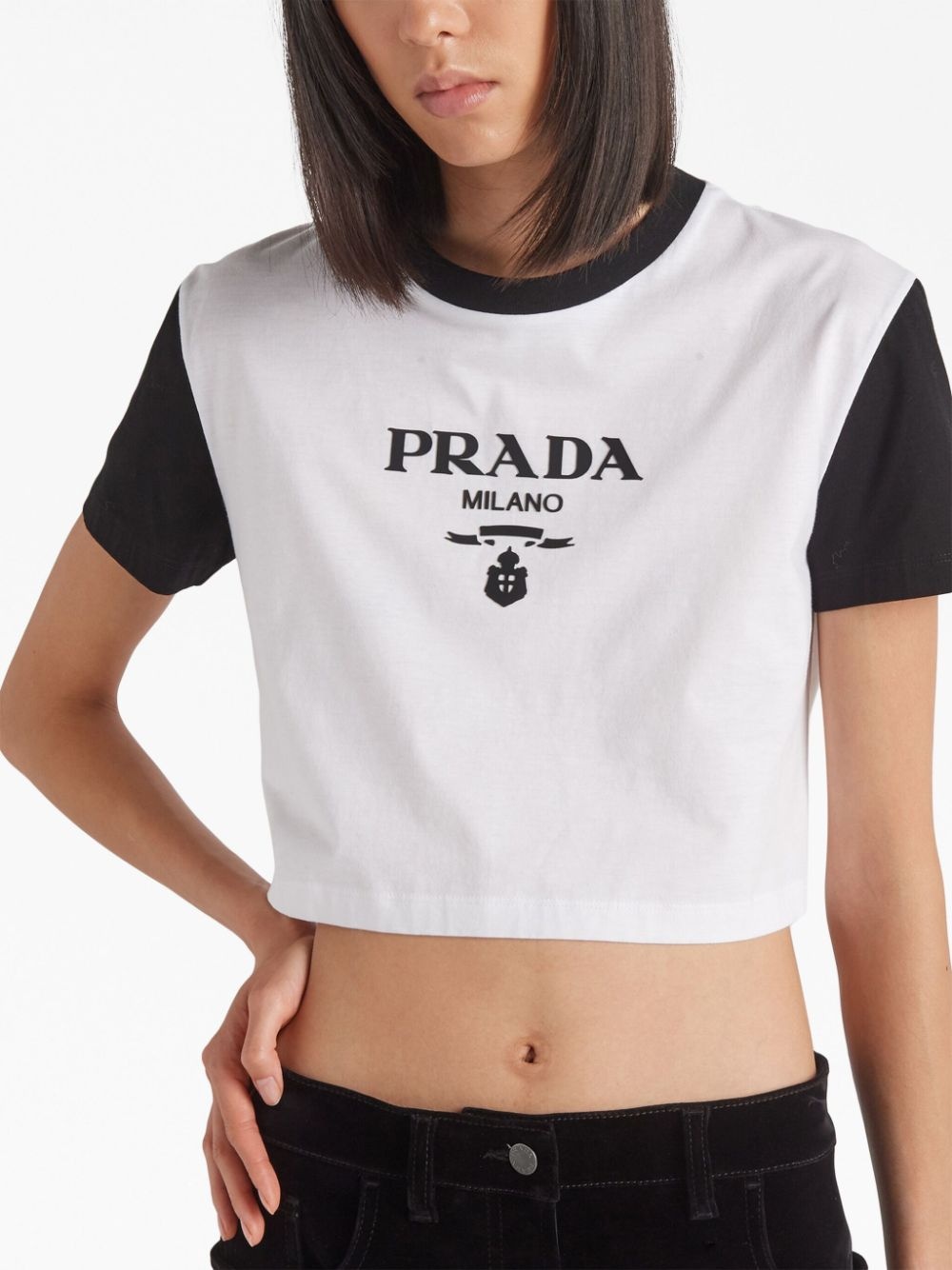 Prada logo-print cropped T-shirt