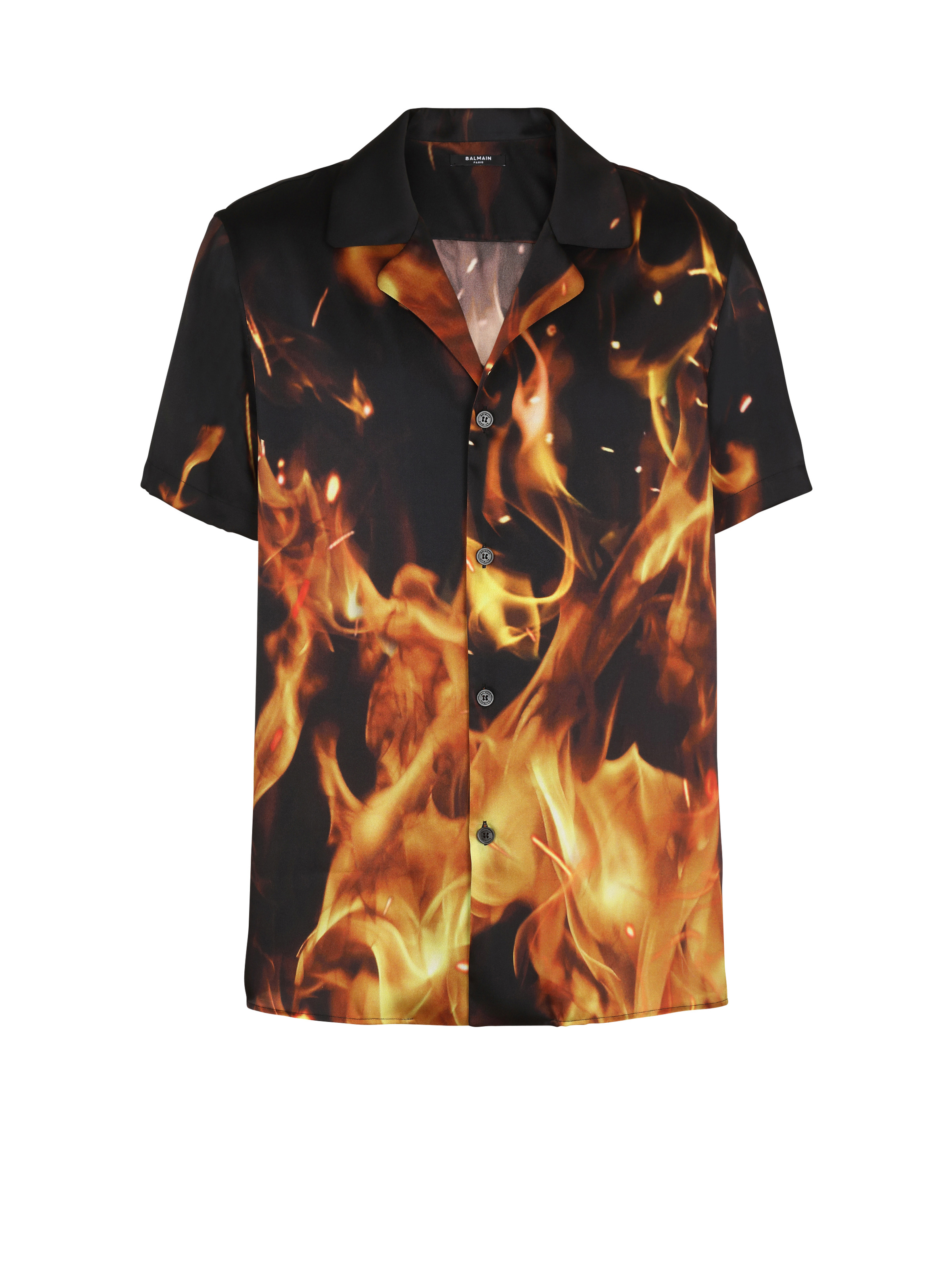 Fire print pyjama-style shirt - 1