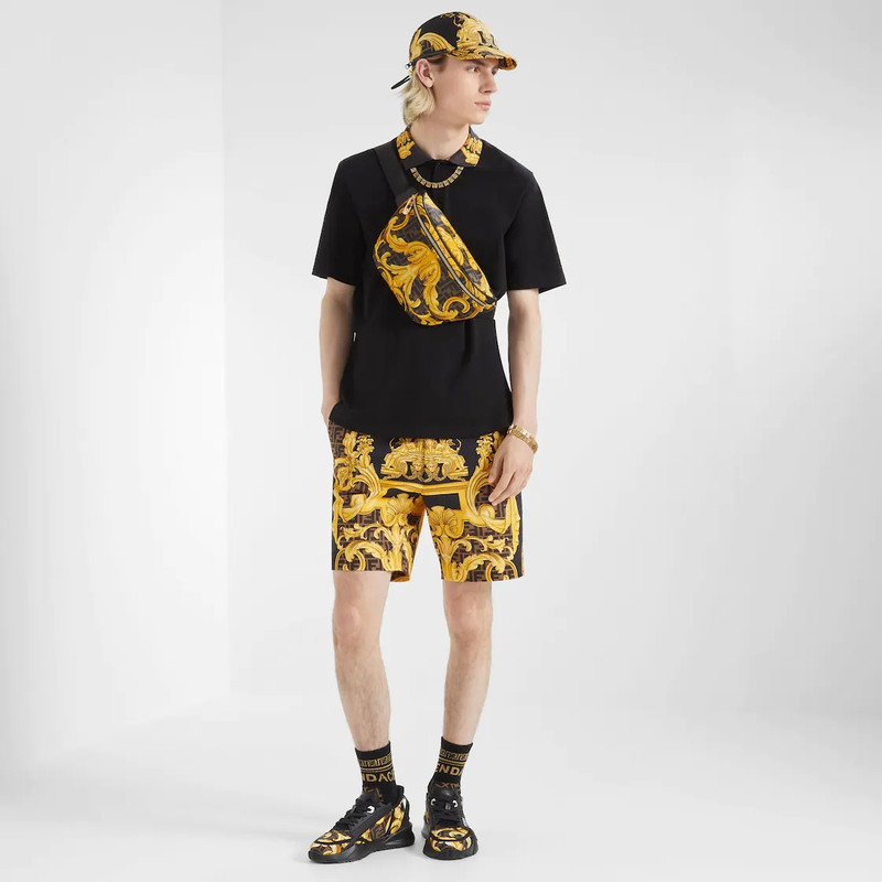 FENDI Fendace black cotton polo shirt outlook