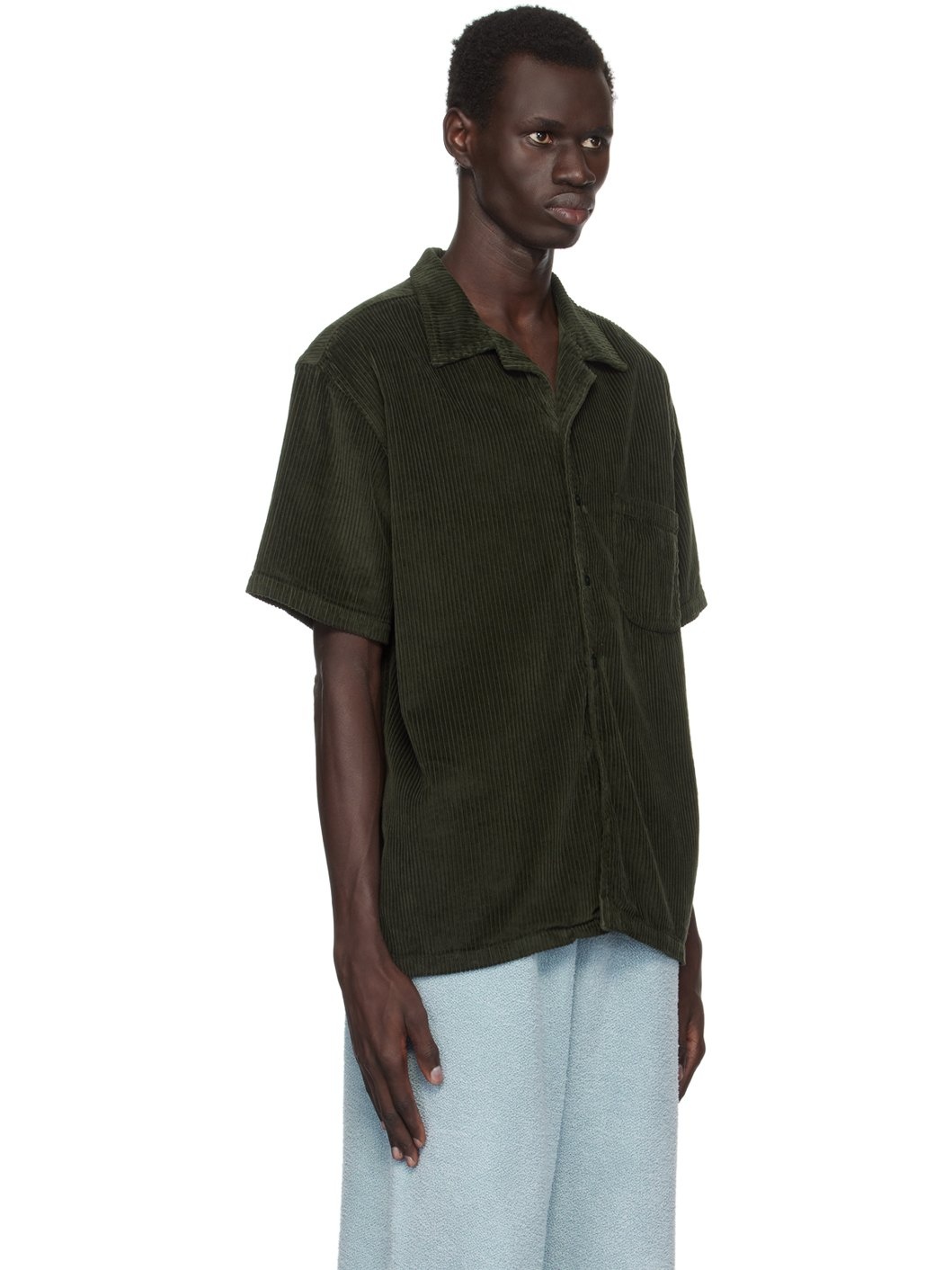 Green Wide Wale Corduroy Shirt - 2