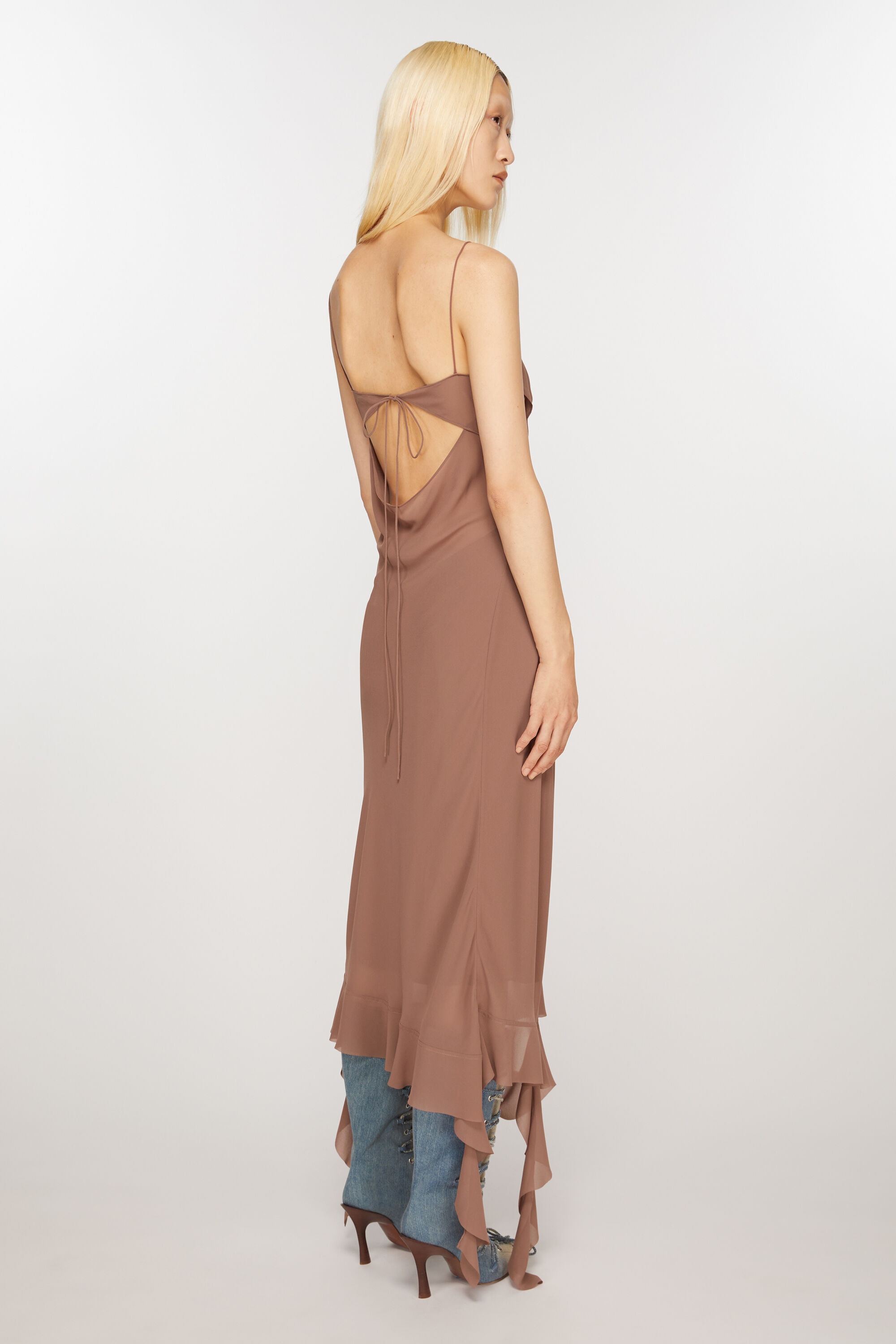 Ruffle strap dress - Toffee brown - 4