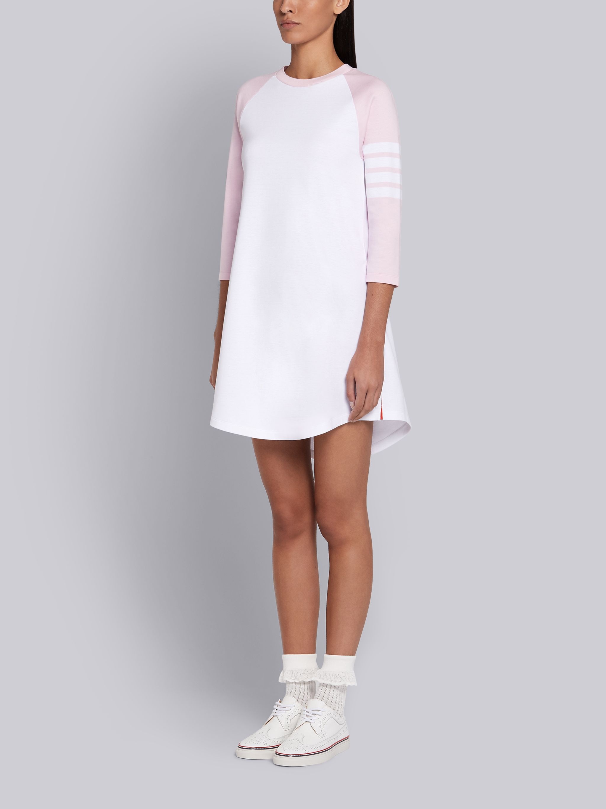 Light Pink Interlock 3/4 Sleeve 4-Bar Baseball Dress - 2