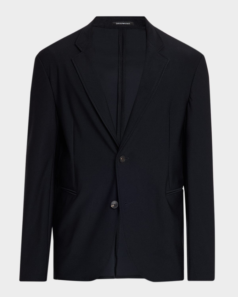 Men's Unlined Rice-Stitch Stretch Knit Blazer 1