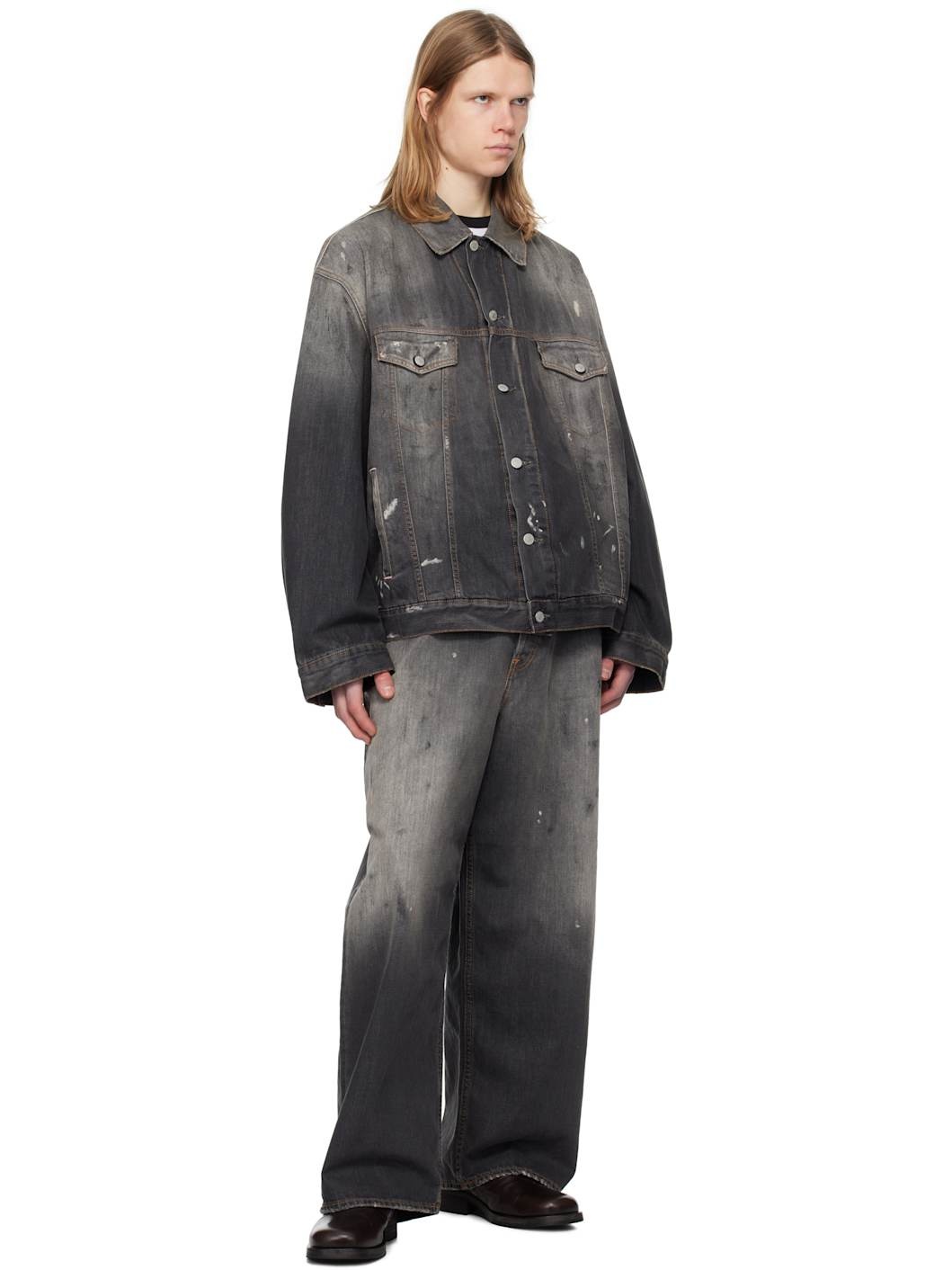 Black Oversized Fit Denim Jacket - 4