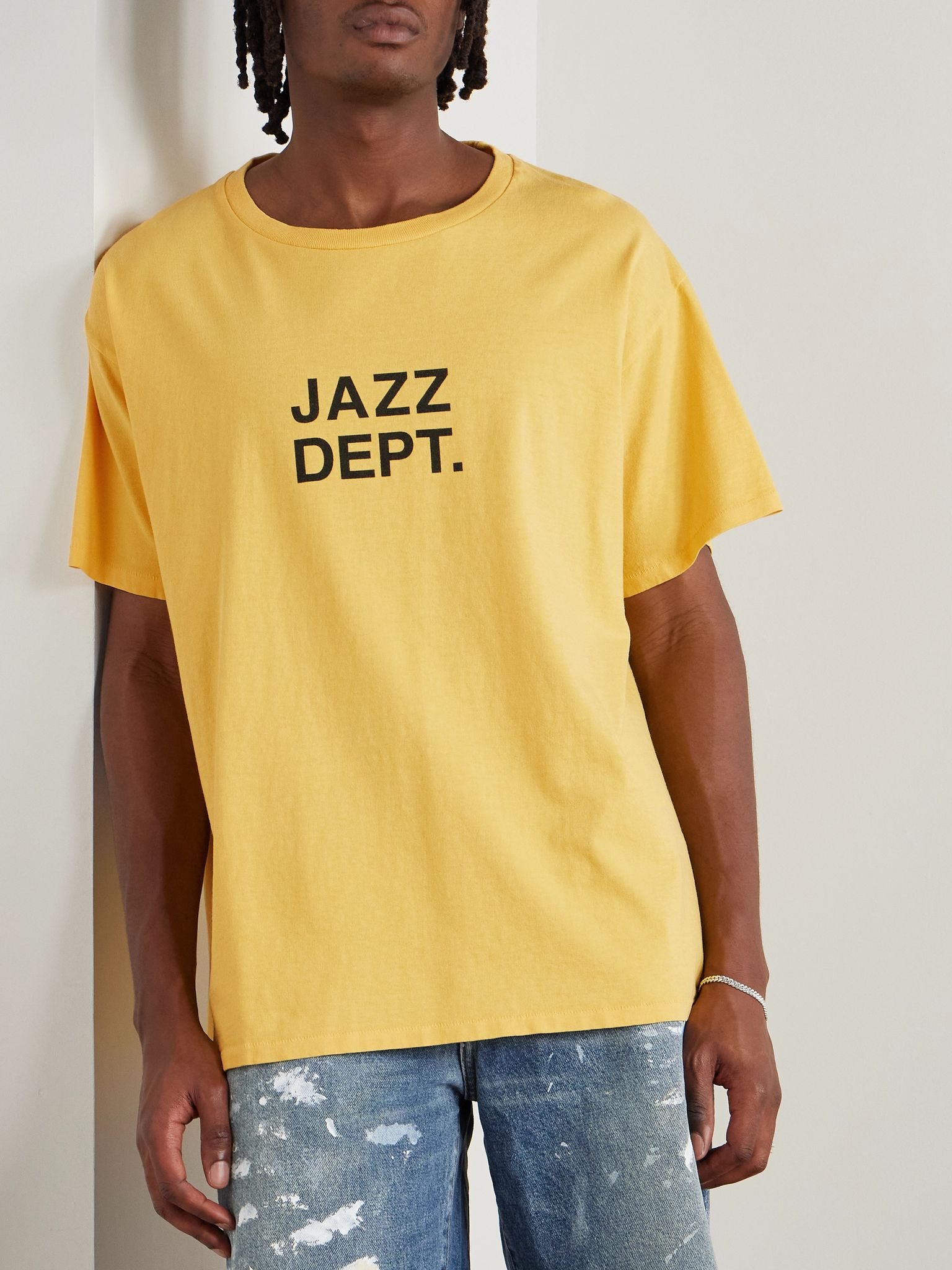 Jazzy Logo-Print Cotton-Jersey T-Shirt Yellow - 3