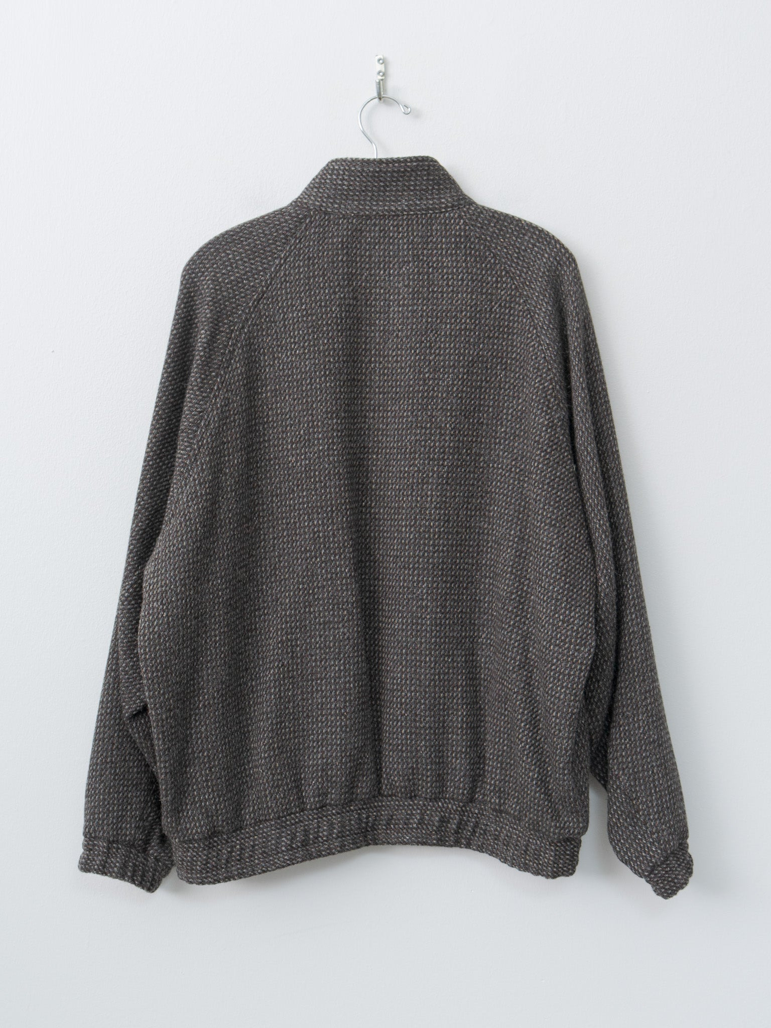 Alpaca Wool Silk Tweed Zip Blouson - Gray Brown Hairline - 9