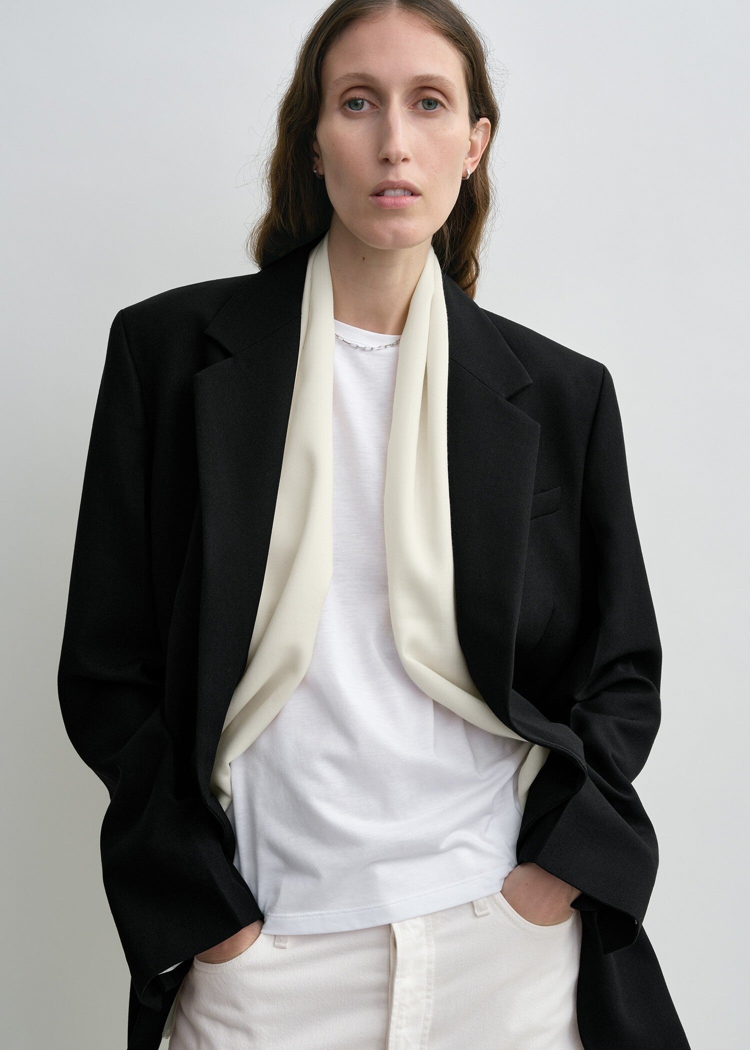 Light wool scarf white - 3