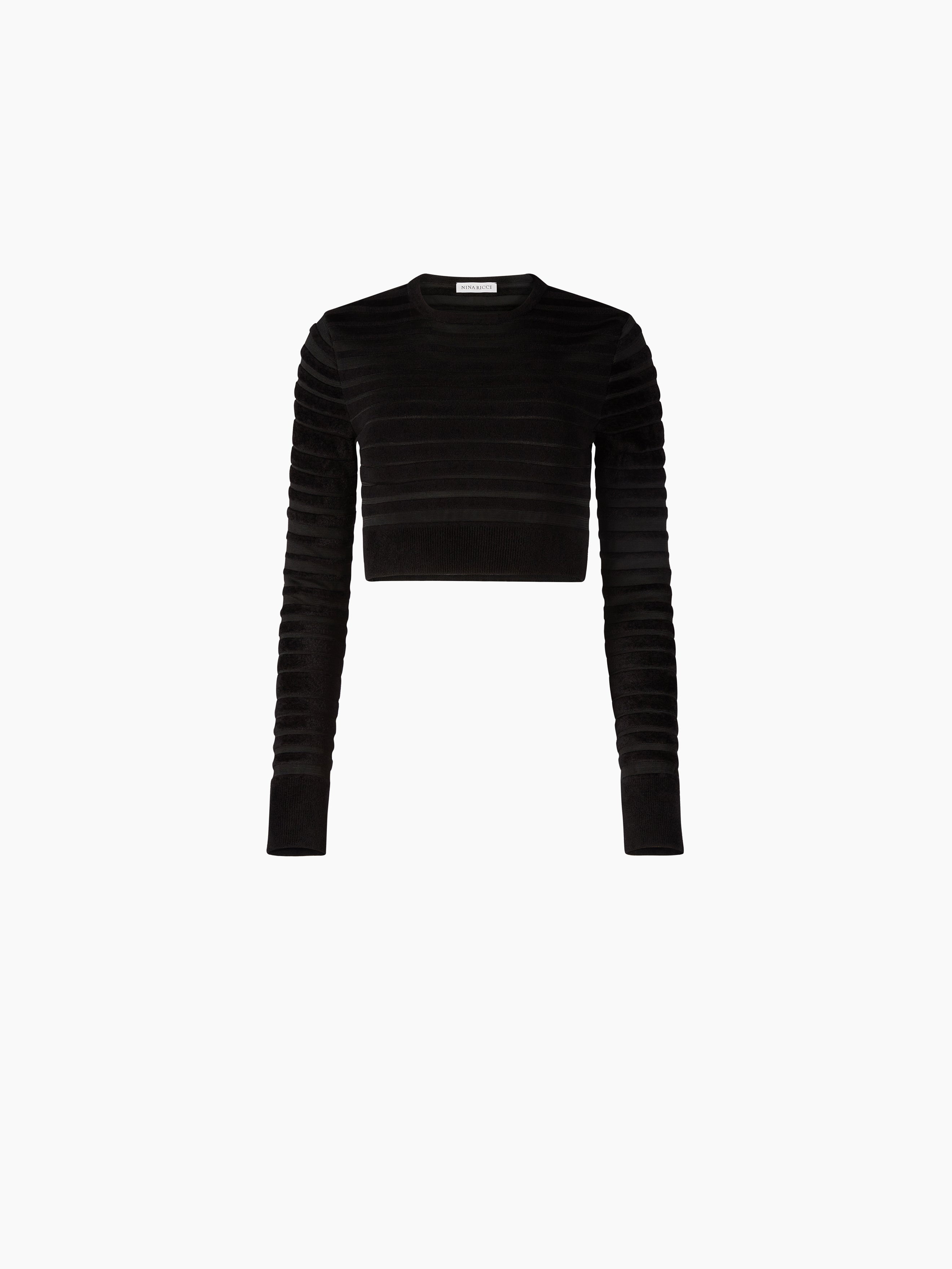 CROPPED TOP WITH TONAL STRIPE - 5