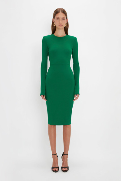 Victoria Beckham Long Sleeve T-Shirt Fitted Dress in Emerald outlook