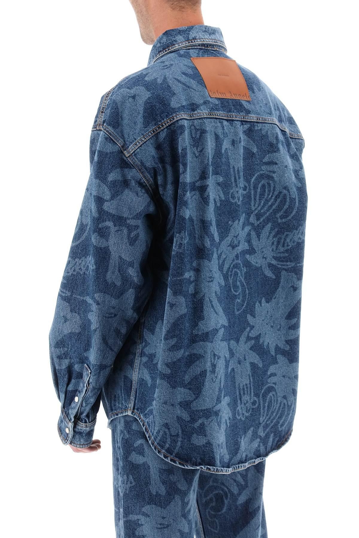 'PALMITY' OVERSHIRT IN DENIM WITH LASER PRINT ALL-OVER - 4