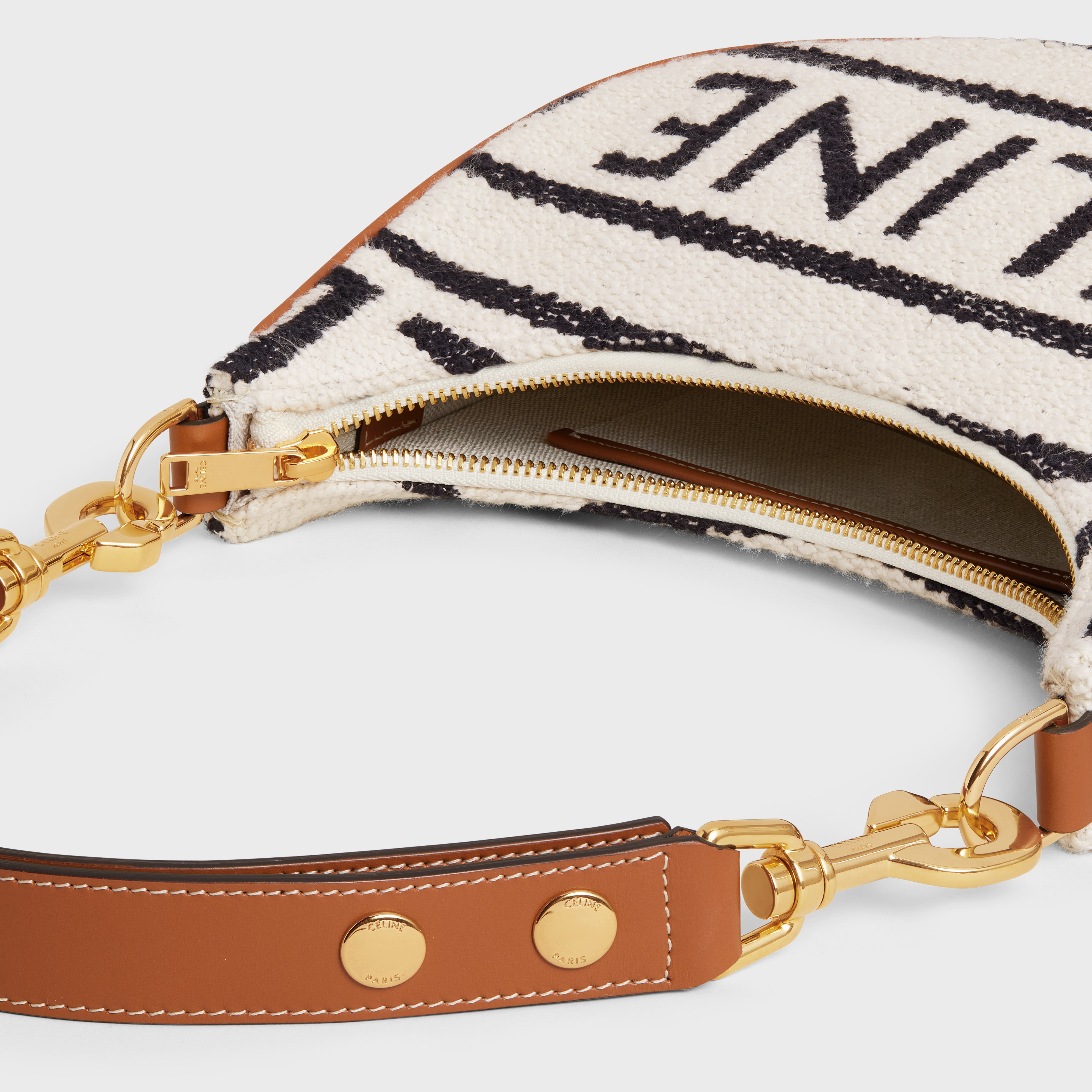 Medium Ava Strap Bag in Textile with Celine All-Over and Calfskin - 4