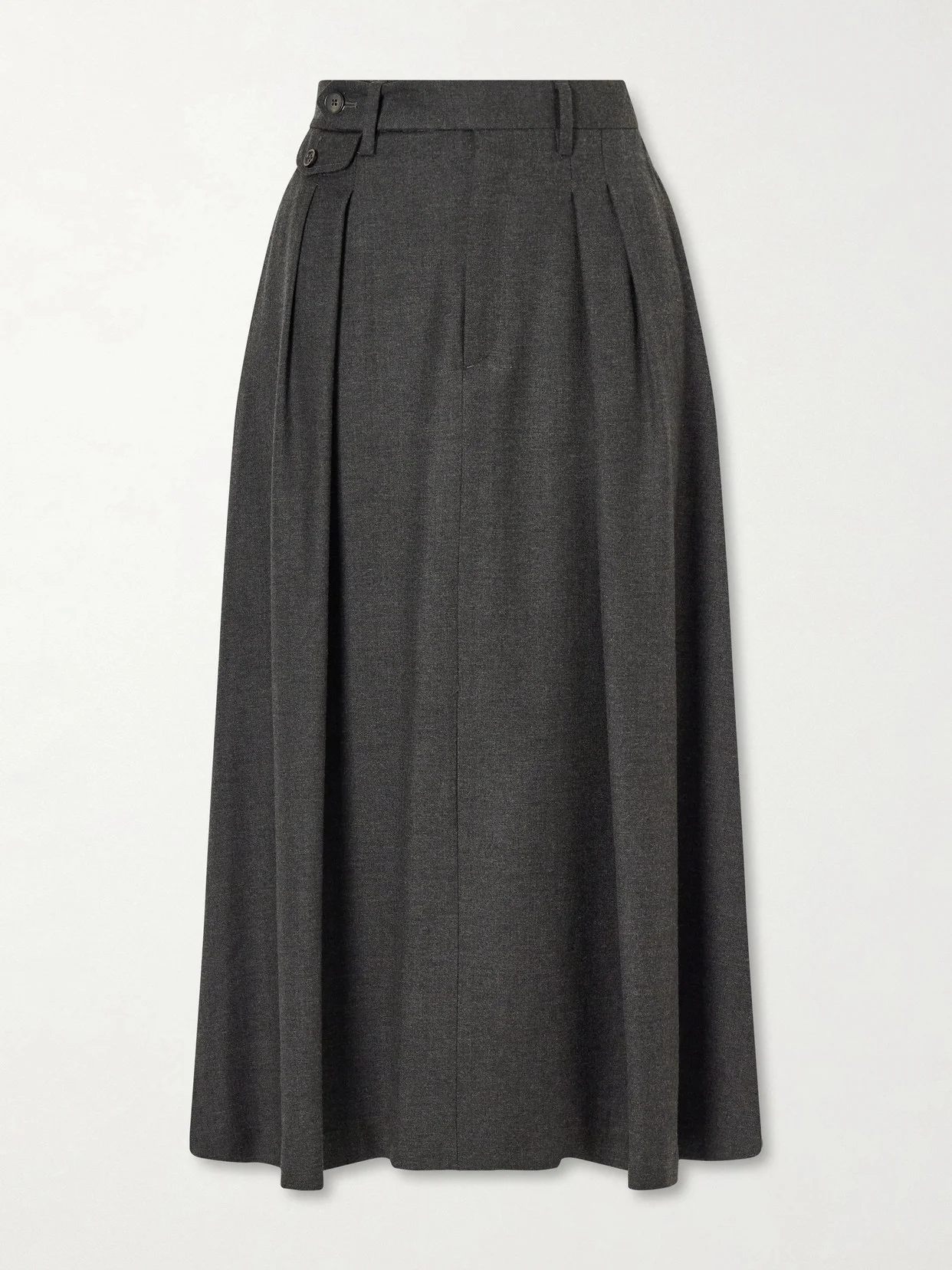 Evelyn Wool-flannel Midi Skirt - 1