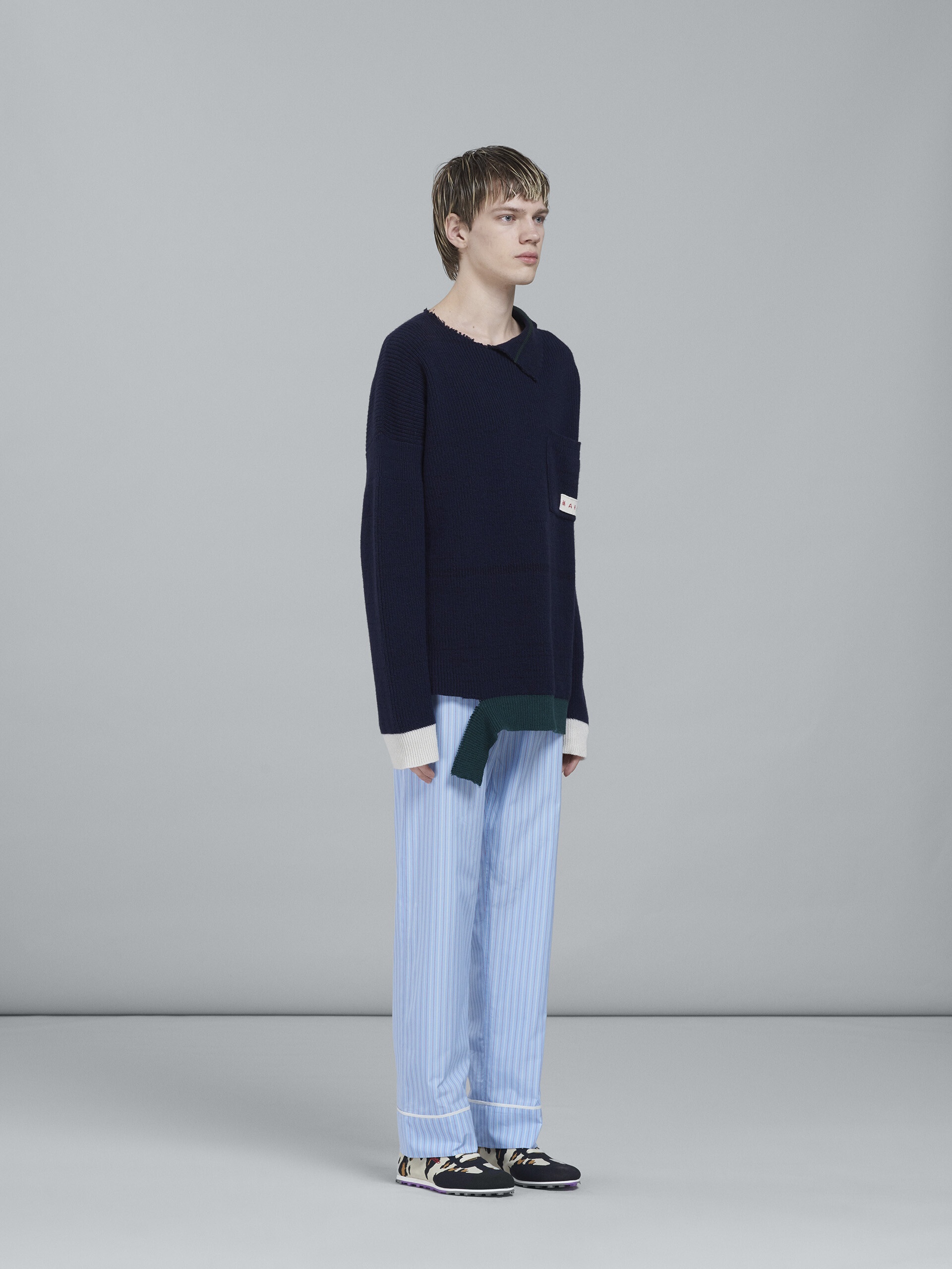 SHETLAND WOOL AND COTTON CREWNECK SWEATER - 5
