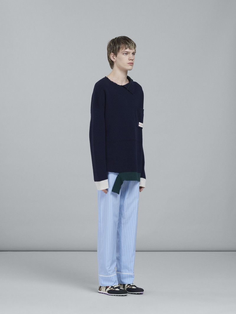 SHETLAND WOOL AND COTTON CREWNECK SWEATER 5