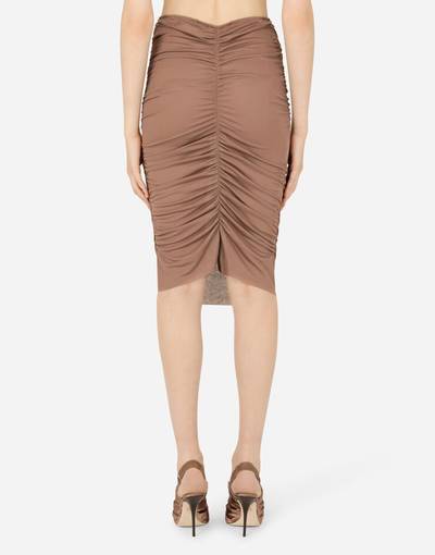 Dolce & Gabbana Jersey midi skirt with draped detailing outlook