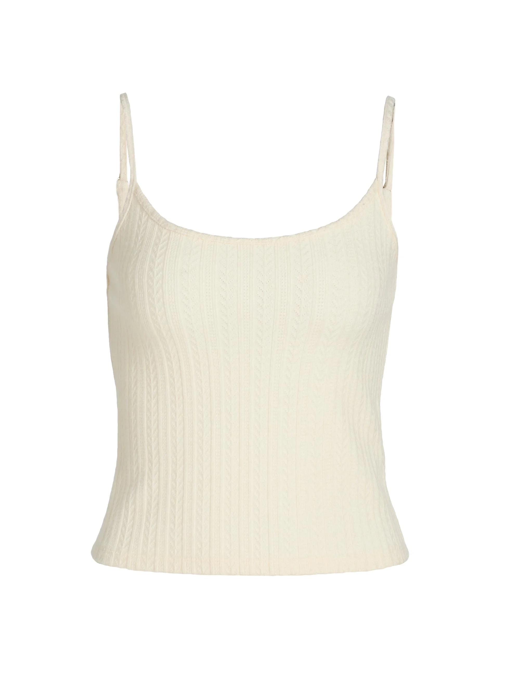 Women's Brodier Rib-Knit Scoopneck Tank - Ecru - 1