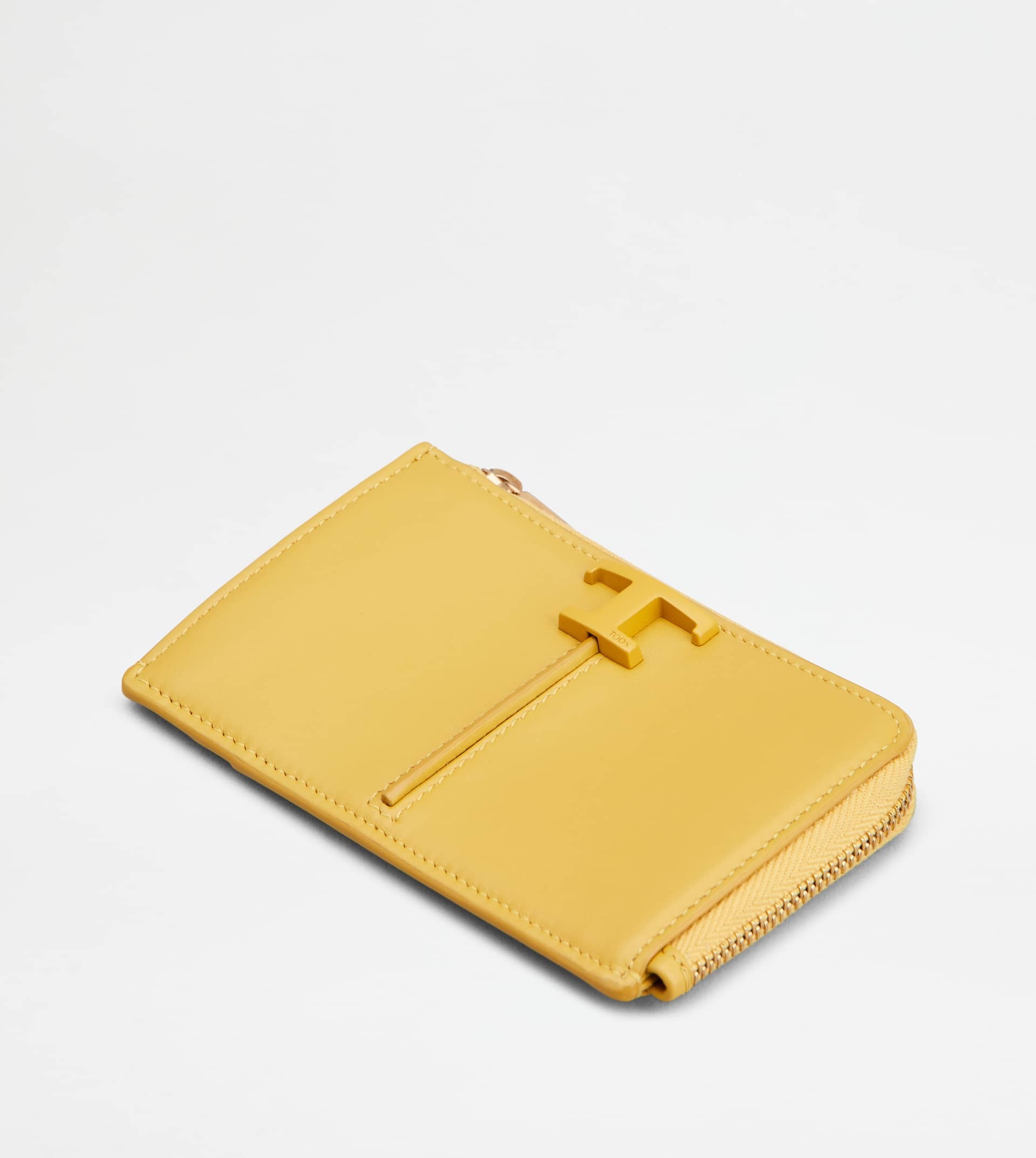 T TIMELESS KEY POUCH IN LEATHER - YELLOW - 4