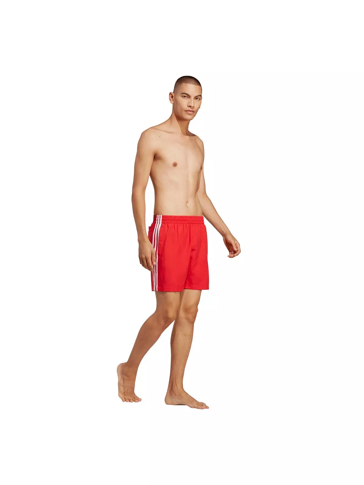 Men's Trefoil 3-Stripe Swim Shorts-Red/White - 5