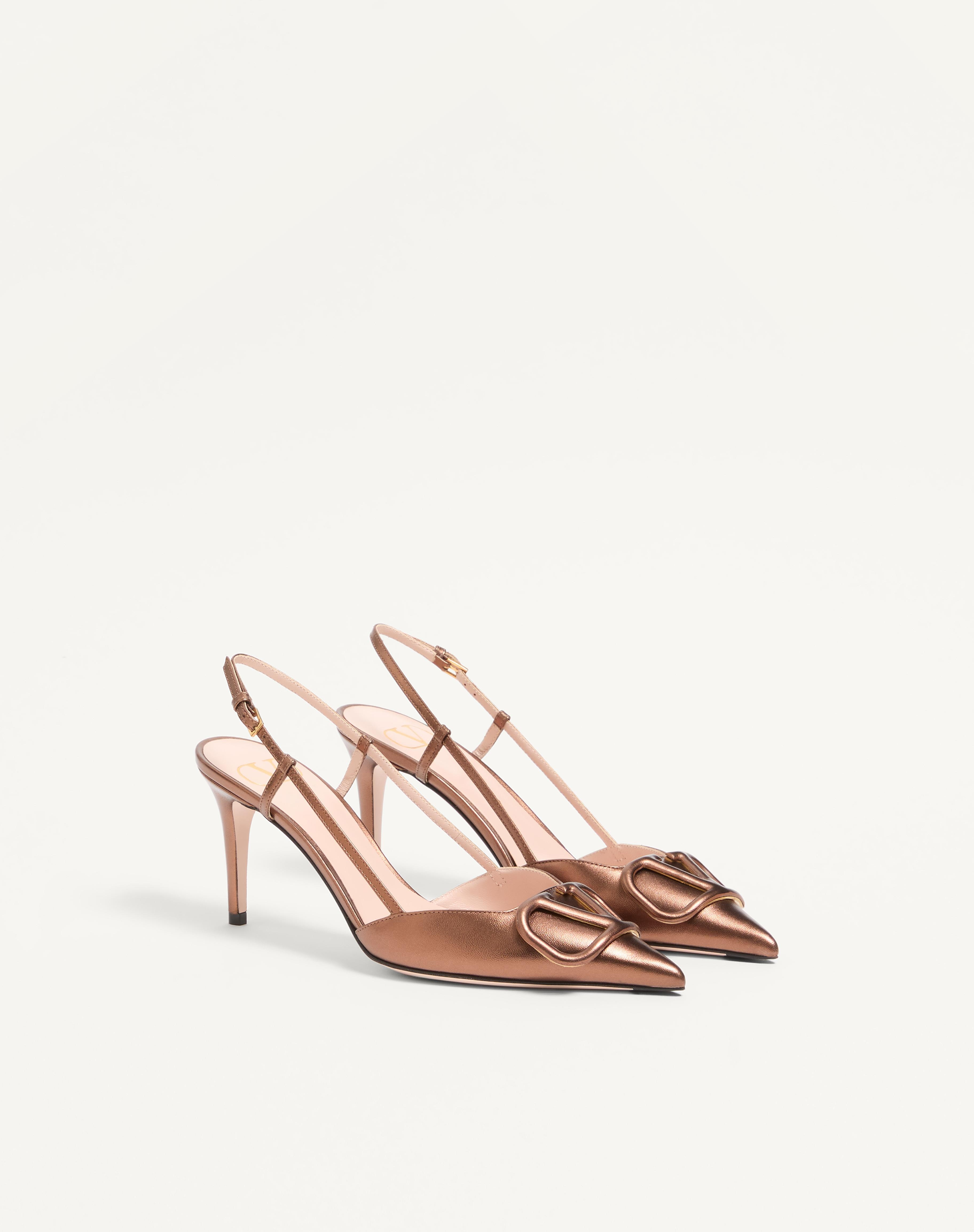 VLOGO SIGNATURE SLINGBACK PUMP IN LAMINATED NAPPA LEATHER 80MM - 3