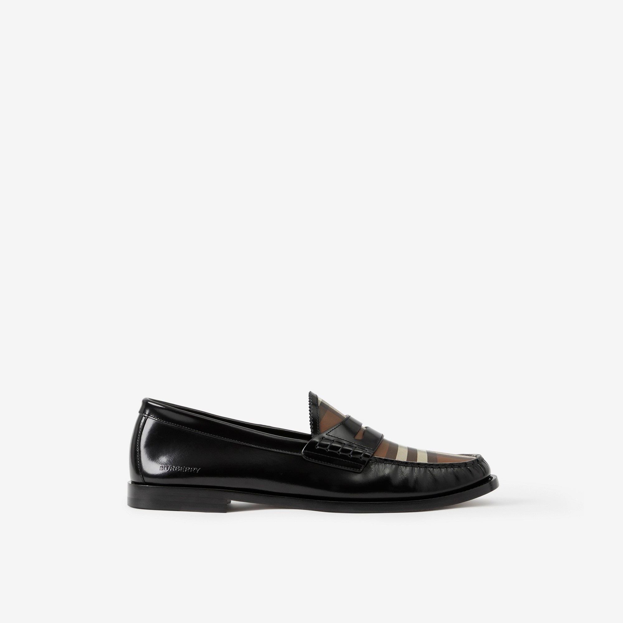 Check Panel Leather Loafers - 1