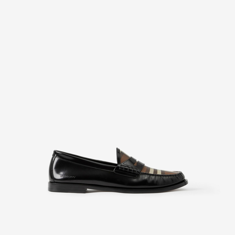 Check Panel Leather Loafers 1