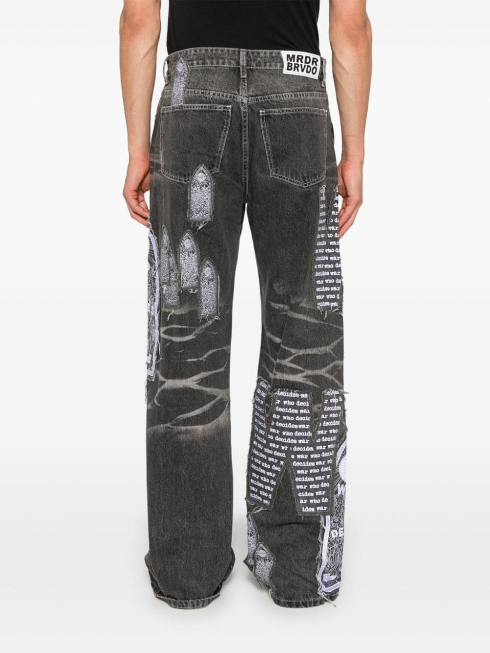 patchwork-design jeans - 4