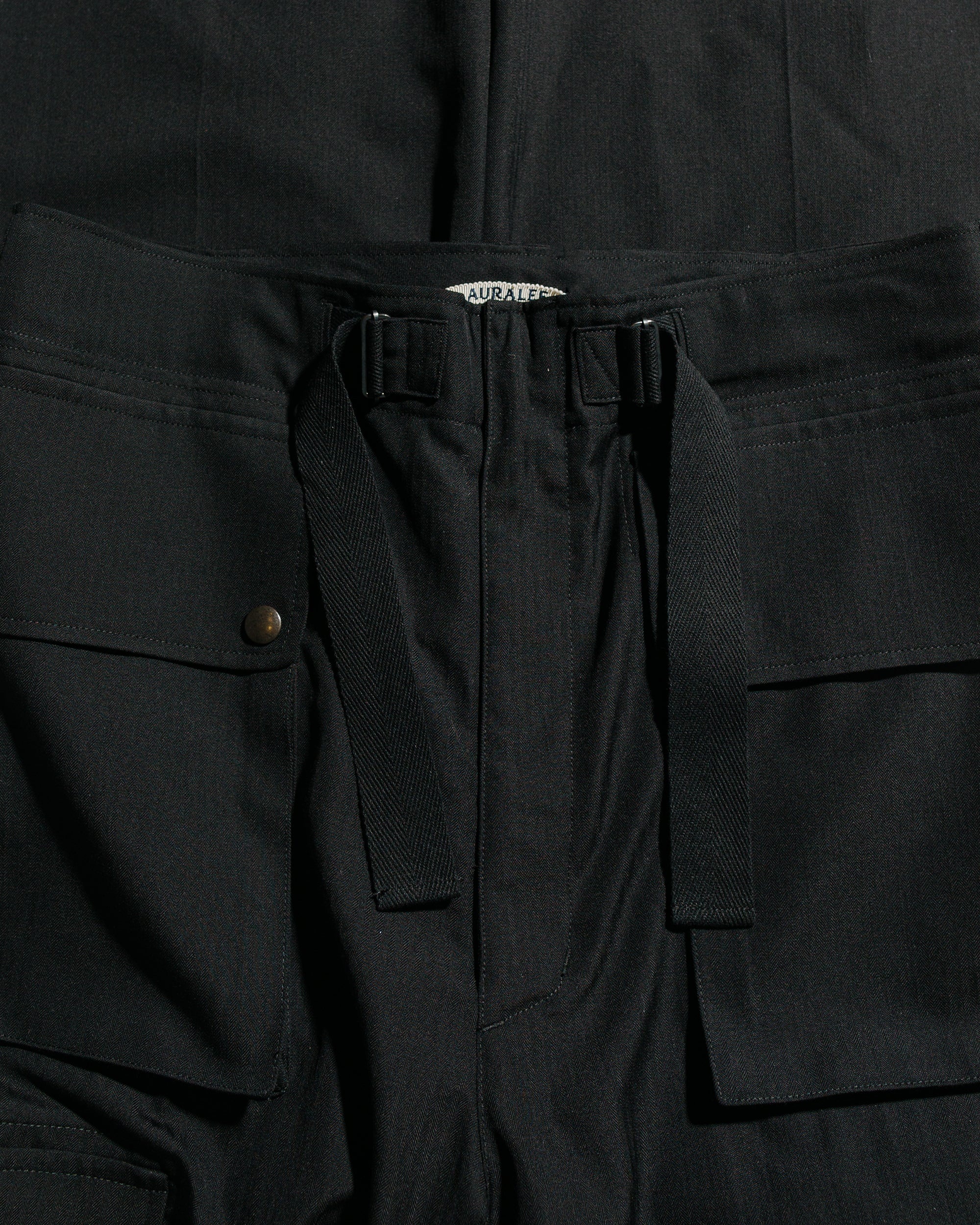 Wool Herringbone Cargo Pants Black - 5