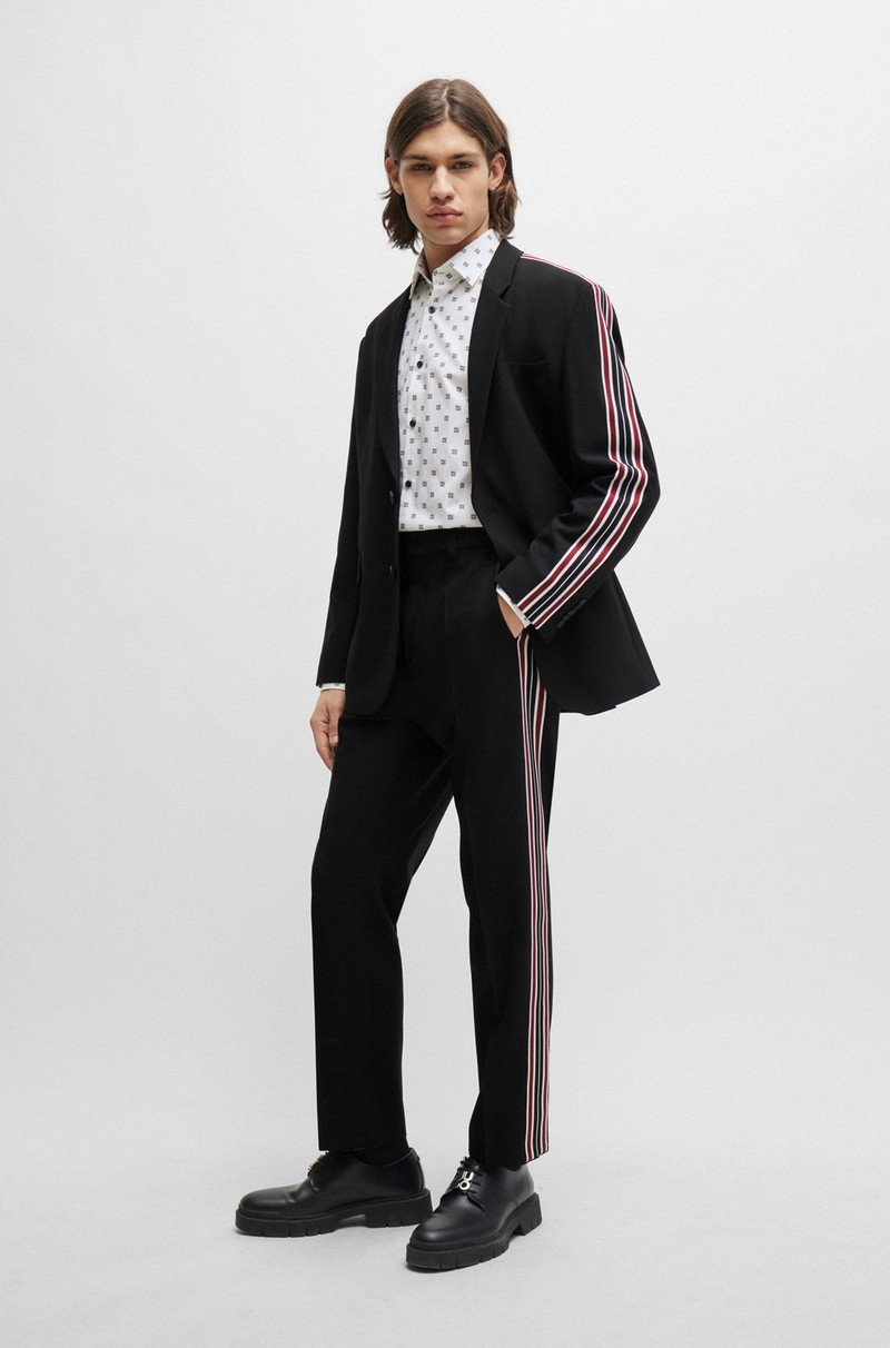 WOOL-BLEND SUIT WITH STRIPED-TAPE TRIMS 1