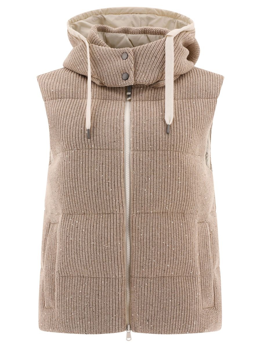 BRUNELLO CUCINELLI Dazzling English rib knit down vest - 1