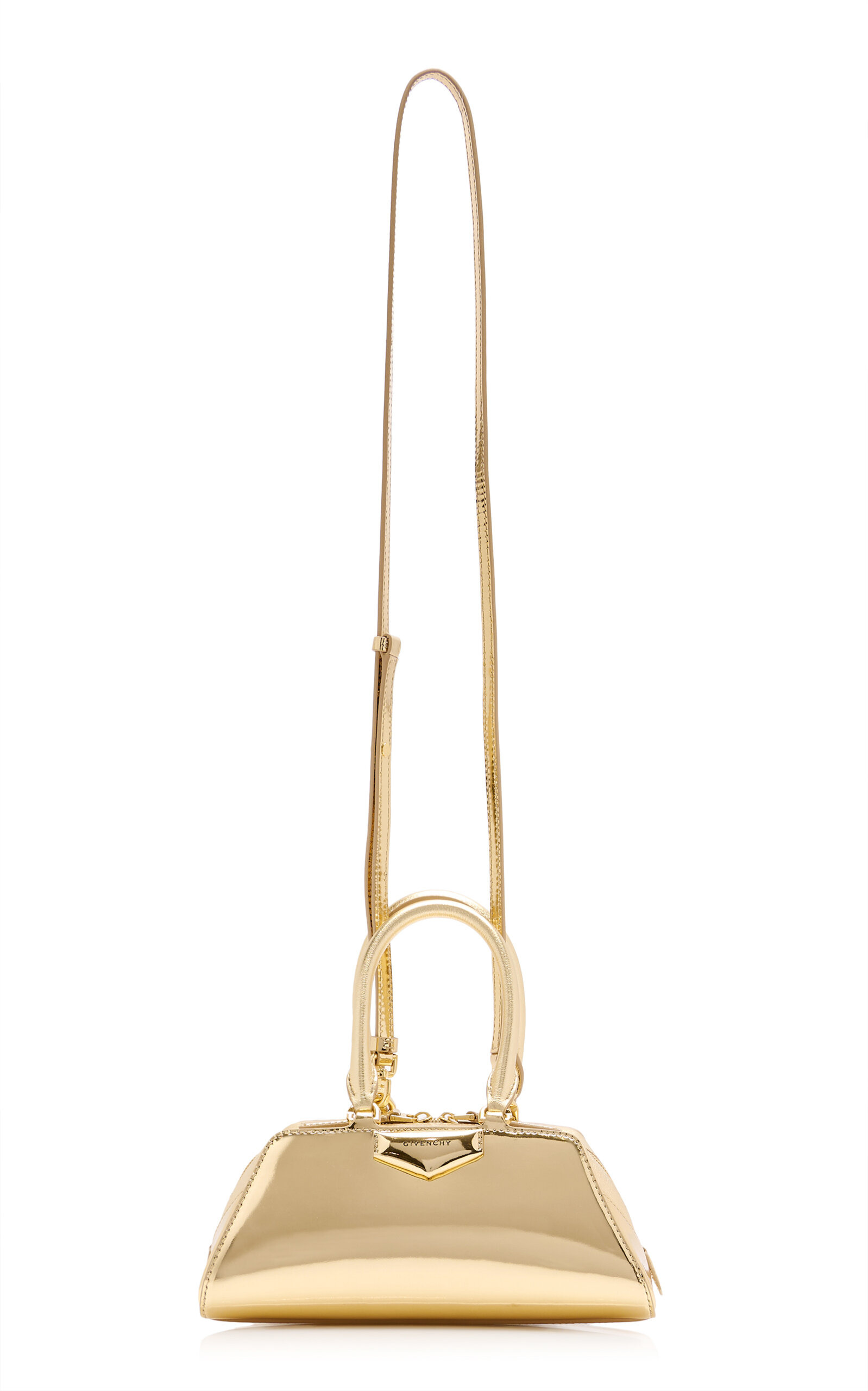 Antigona E/W Mini Metallic Leather Bag gold - 6