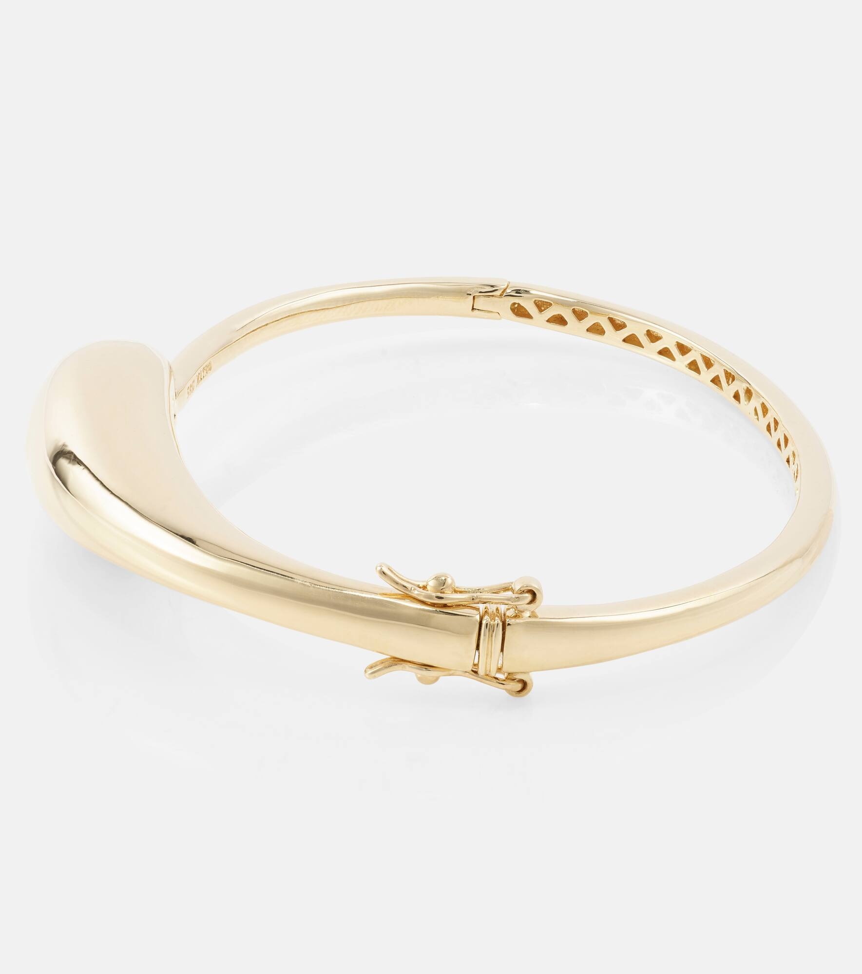 Water Droplet 14kt gold bangle with diamond - 4
