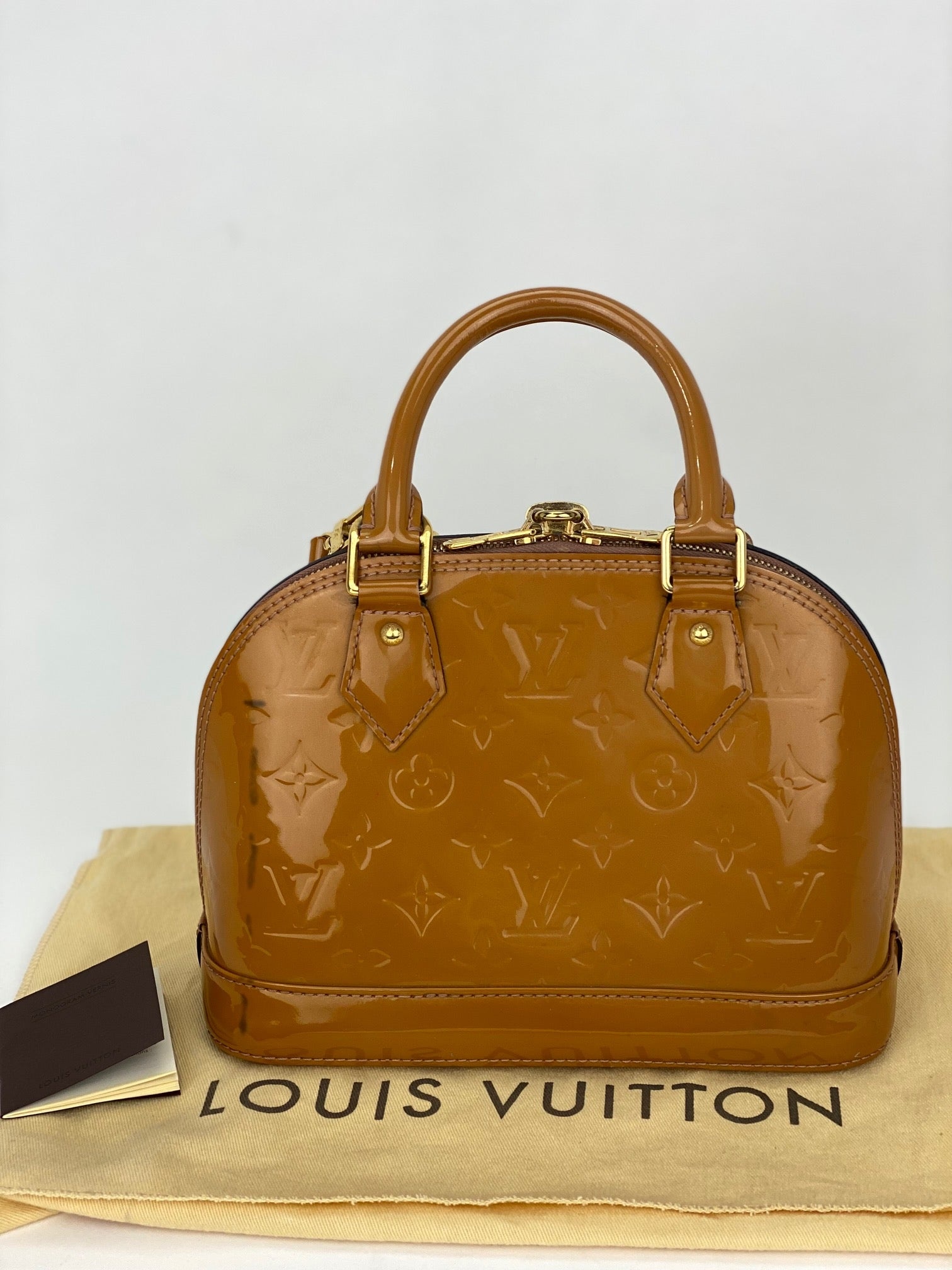 Louis Vuitton Gold Monogram Vernis Alma BB Golden Leather Patent