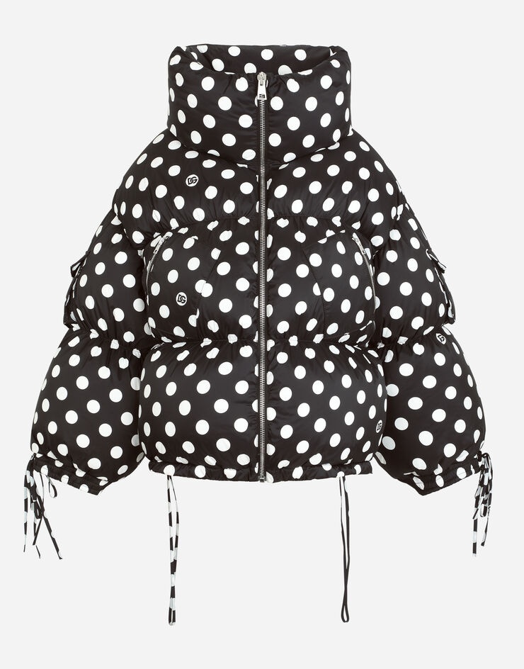 Nylon down jacket with polka-dot print - 3