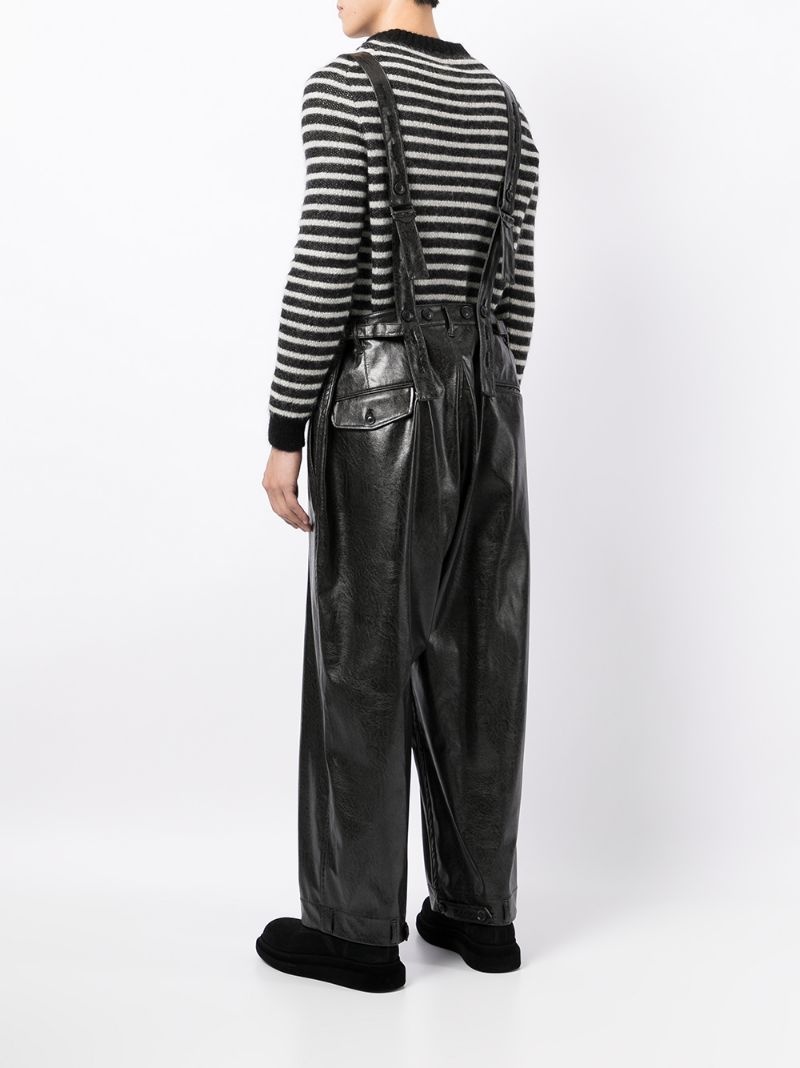 faux leather dungarees - 4