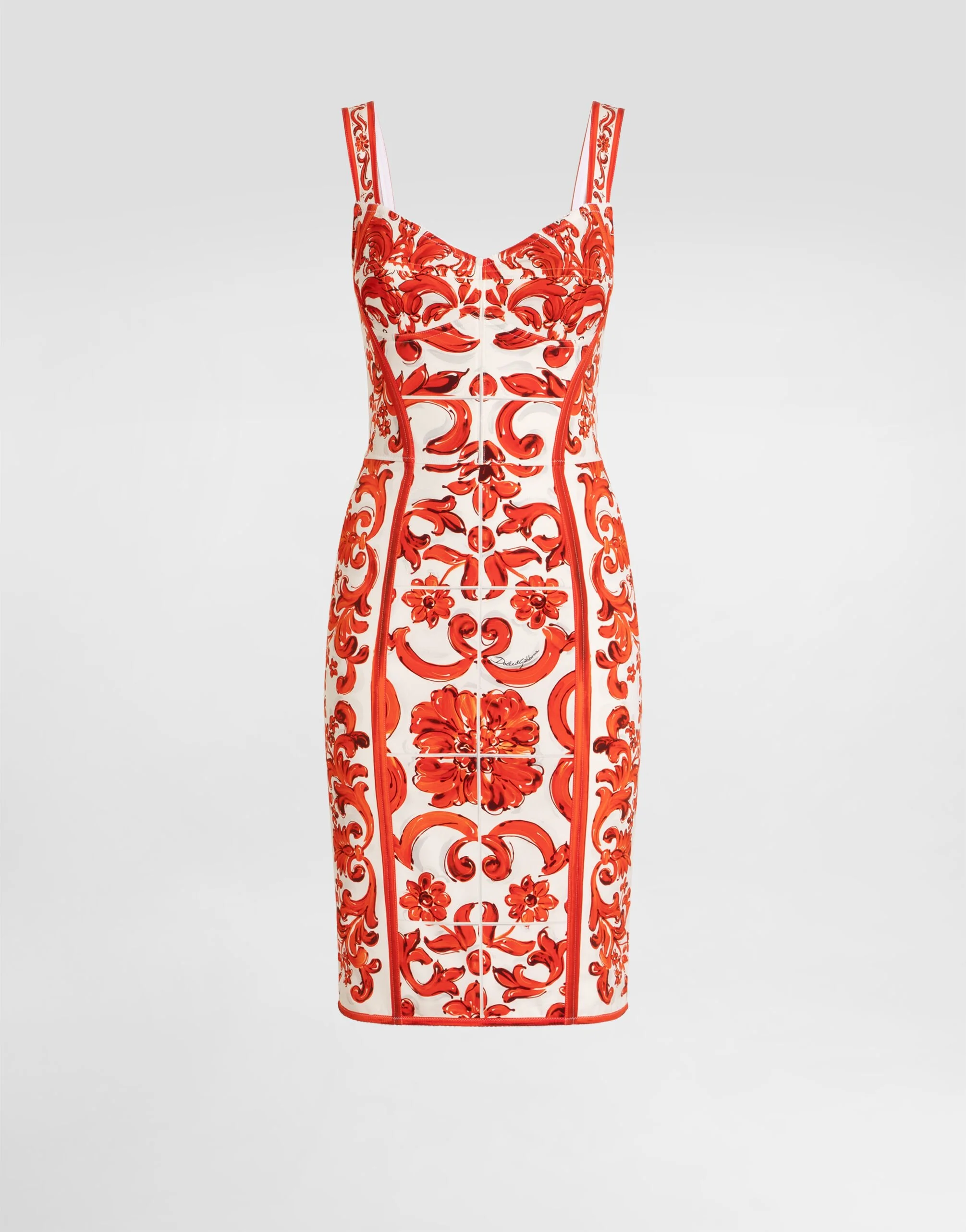 Majolica-print charmeuse short dress - 1