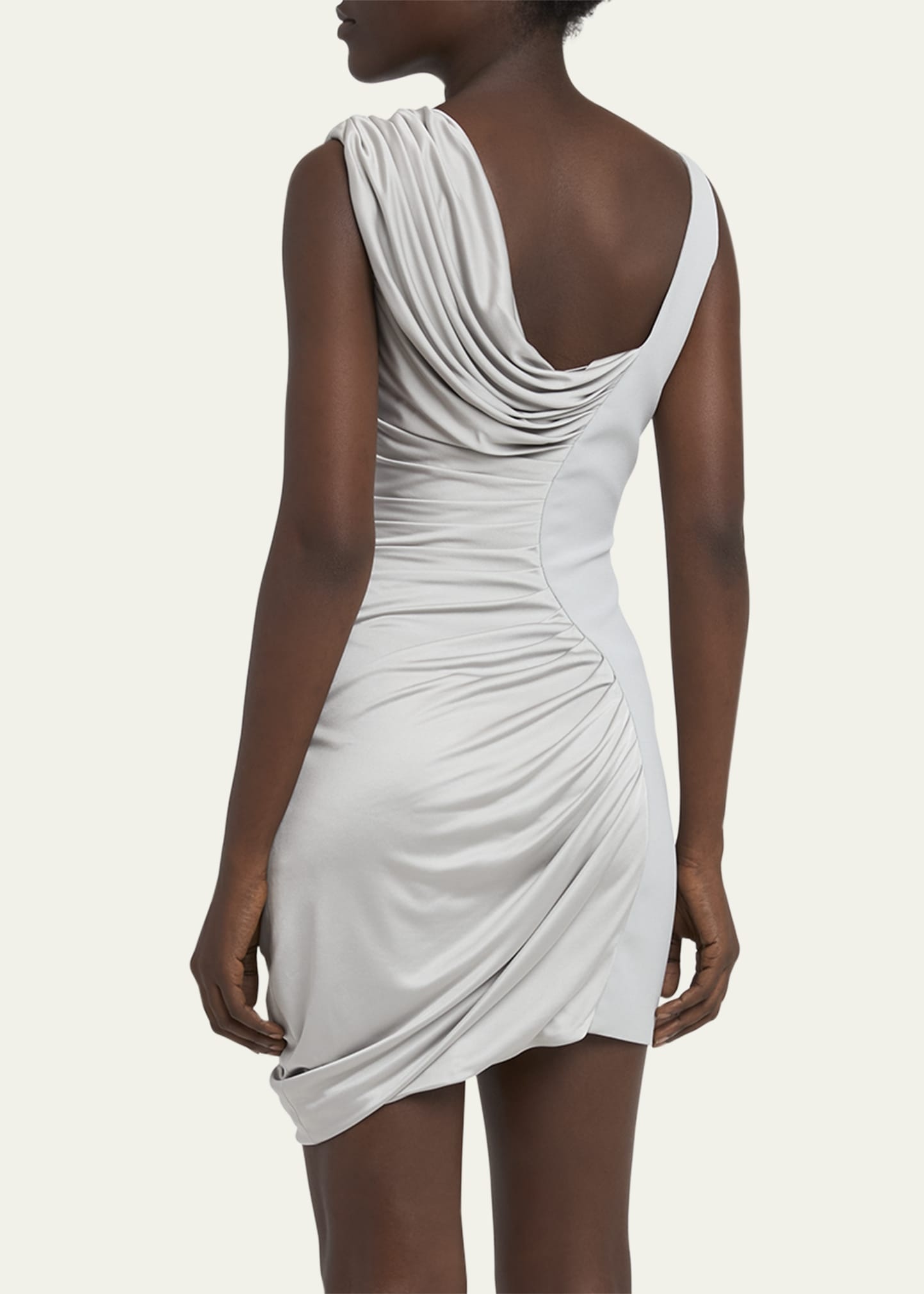 Draped Liquid Jersey Mini Cocktail Dress - 3