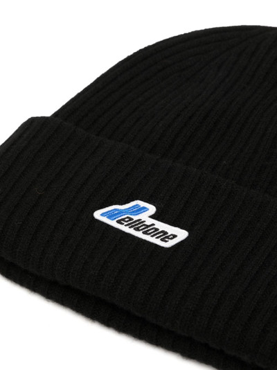 We11done logo-patch ribbed beanie outlook