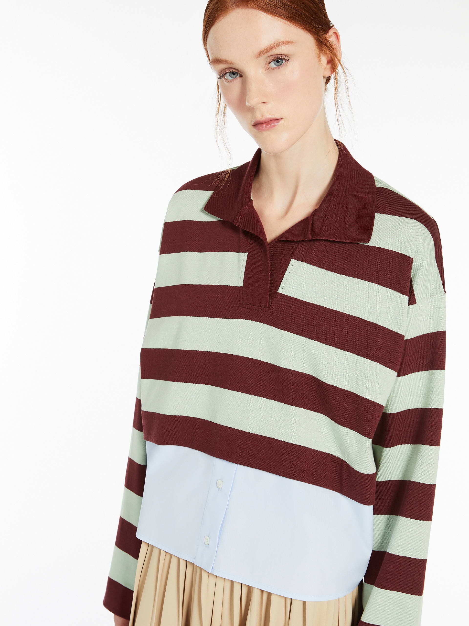 HALLE Jersey and poplin polo shirt - 5