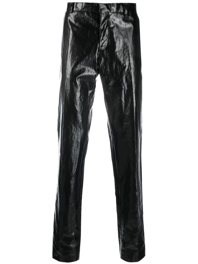 Sharp vinyl-finish straight-leg trousers 1