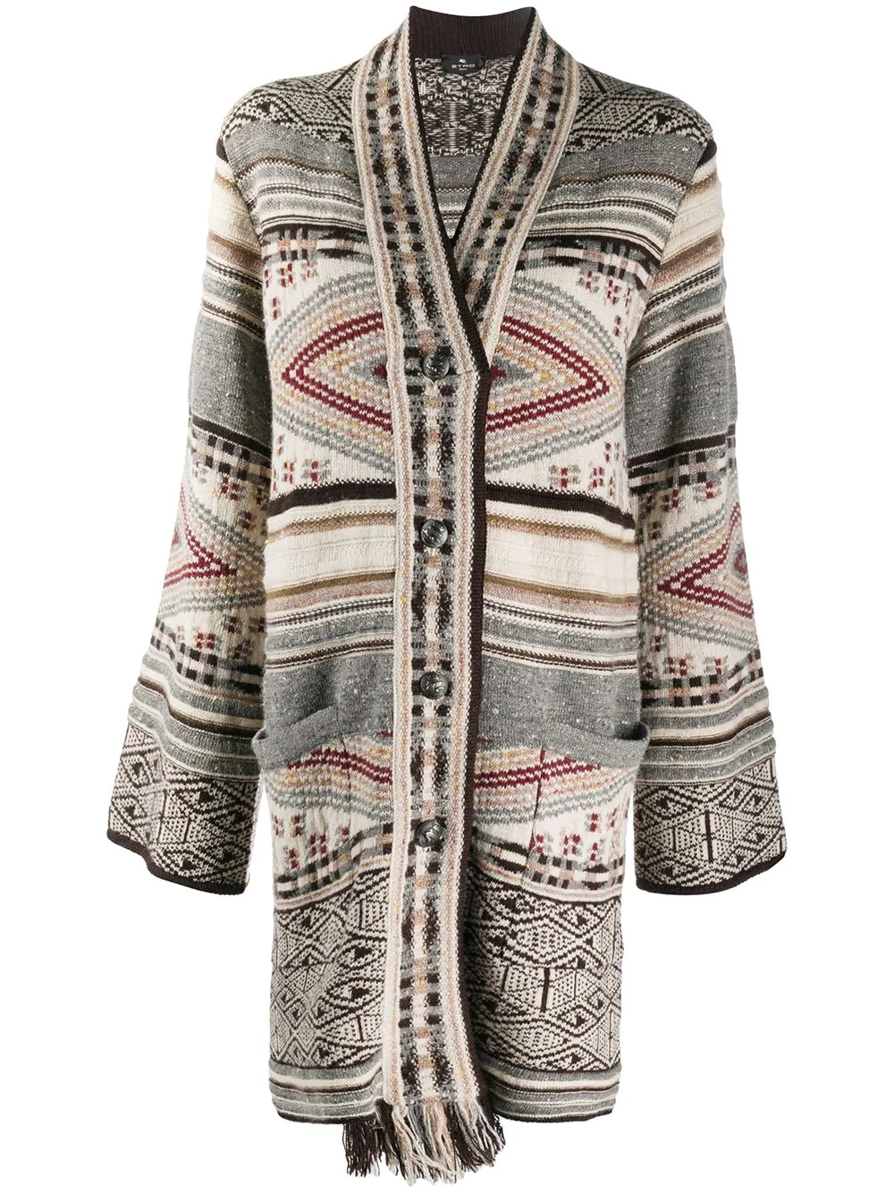 geometric pattern cardigan - 1