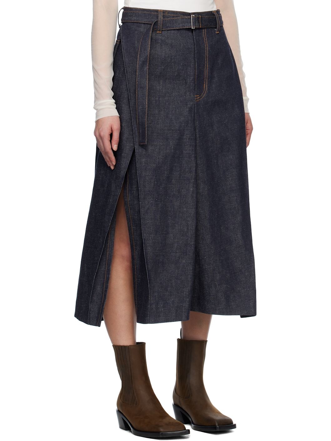 Indigo Mix Denim Midi Skirt - 2