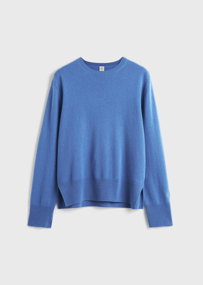 Crew-neck cashmere knit cornflower 1