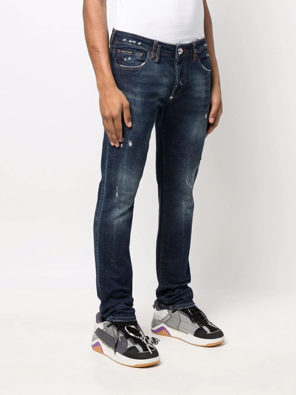 distressed logo-print jeans - 3