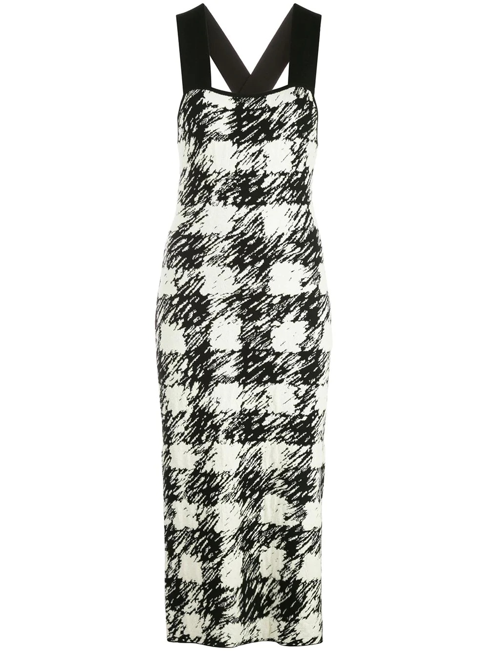 gingham pattern knit dress - 1