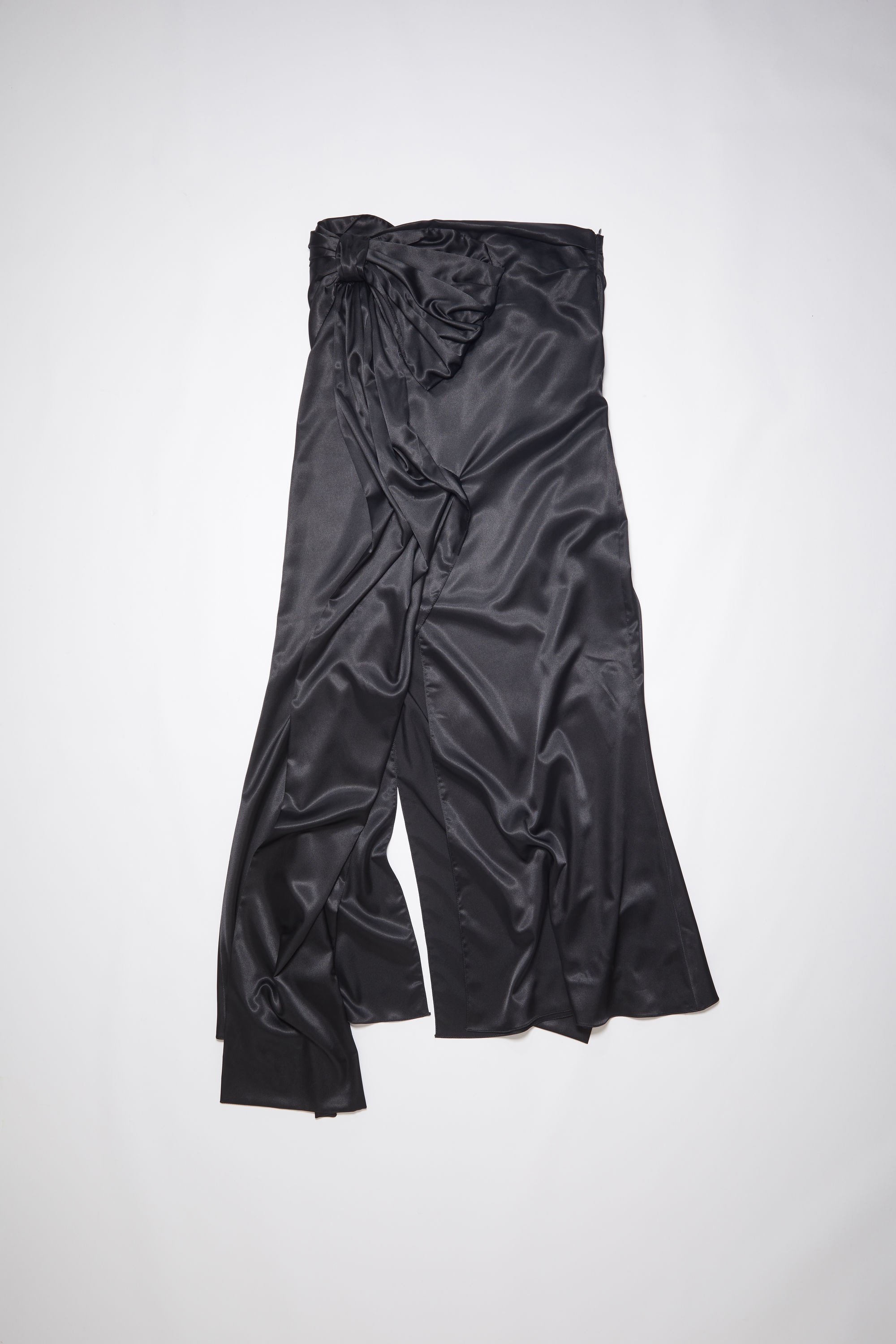 Satin bow skirt - Black - 6