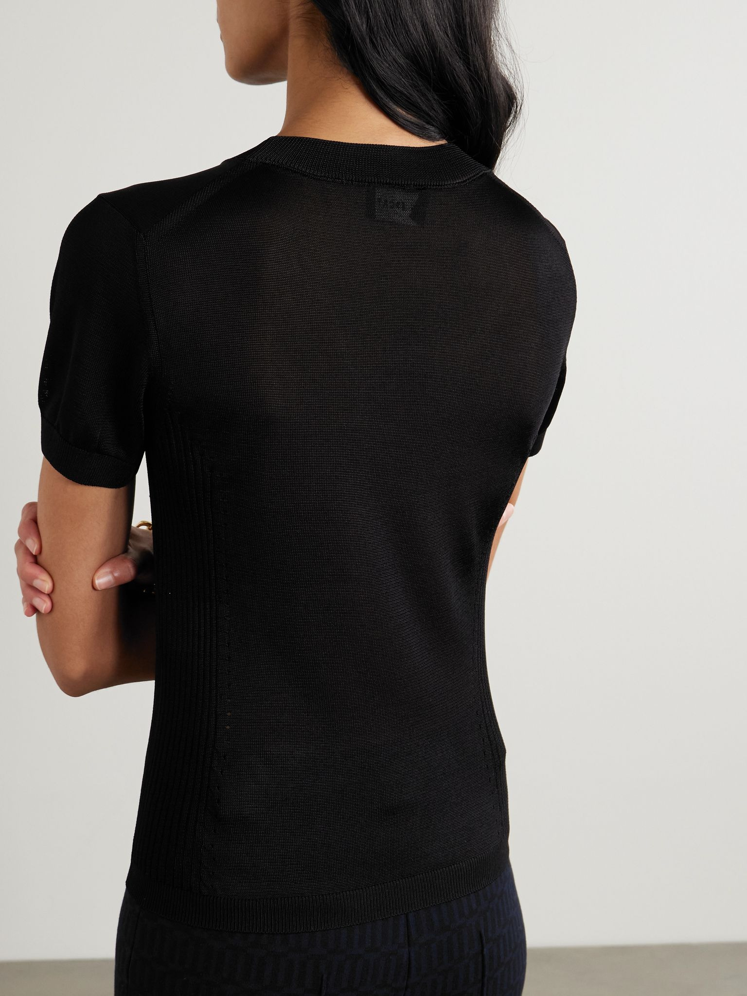 Eden pointelle-knitted T-shirt Black - 3